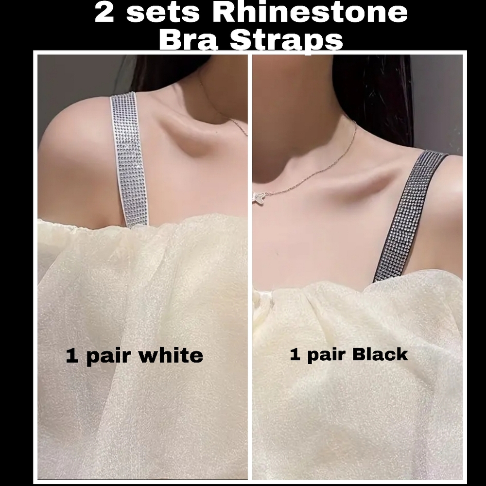 2 Pr Black and White Intimates Bra Sttaps Adjustable Straps
